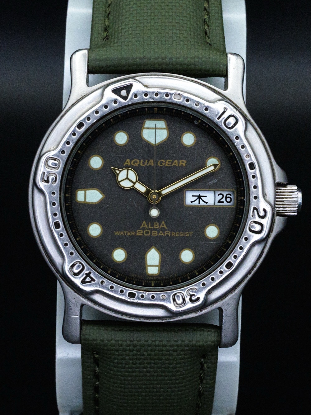 Seiko Alba Rare Aqua Gear V348-6A30 Vintage 36mm Day Date JDM Import Watch